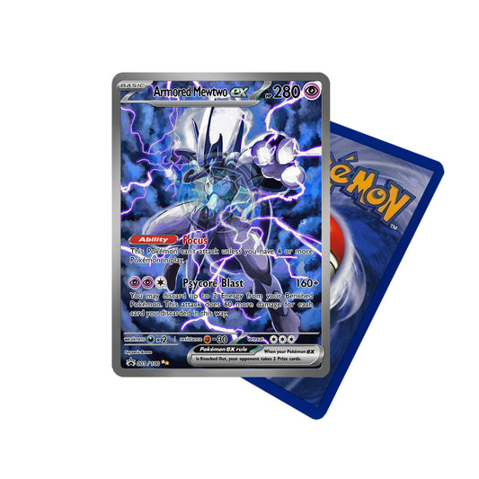 Custom Pokémon Karte – Armored Mewtu EX mit Holo-Effekt und Energie-Attacke / Custom Pokémon card – Armored Mewtwo EX with holo effect and energy blast
